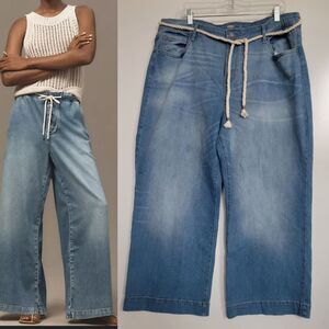 18 ANKLE OLD NAVY WIDE LEG CROPPED BAGGY BARREL STYLE ROPE BELT JEANS 1X 2X